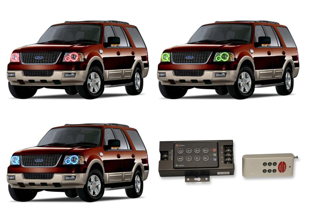 Ford-Expedition-2003, 2004, 2005, 2006-LED-Halo-Headlights-RGB-RF Remote-FO-EP0306-V3HRF