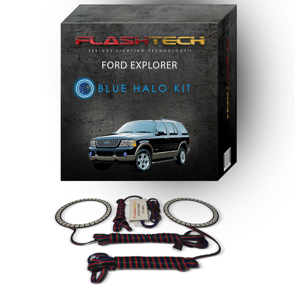 Ford-Explorer-2002, 2003, 2004, 2005-LED-Halo-Fog Lights-RGB-Bluetooth RF Remote-FO-EX0205-V3FBTRF