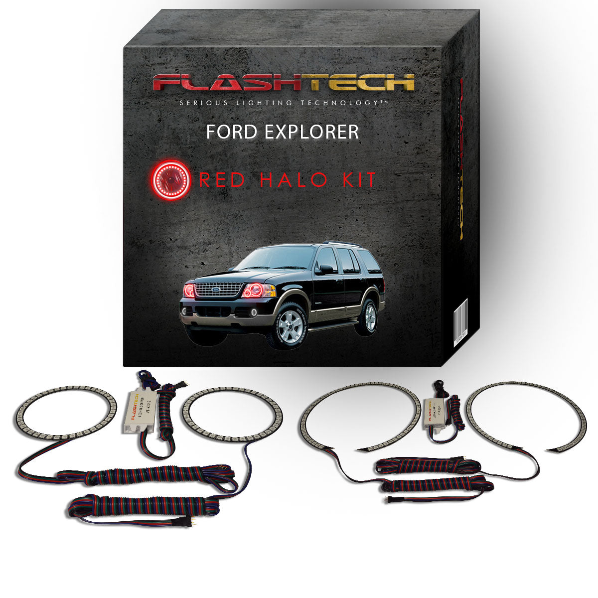 Ford-Explorer-2002, 2003, 2004, 2005-LED-Halo-Headlights-RGB-Bluetooth RF Remote-FO-EX0205-V3HBTRF
