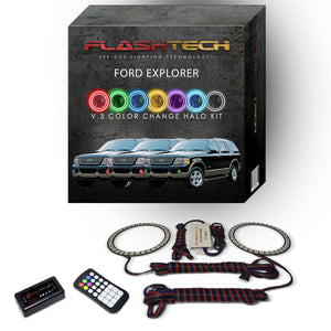 Ford-Explorer-2002, 2003, 2004, 2005-LED-Halo-Fog Lights-RGB-Bluetooth RF Remote-FO-EX0205-V3FBTRF
