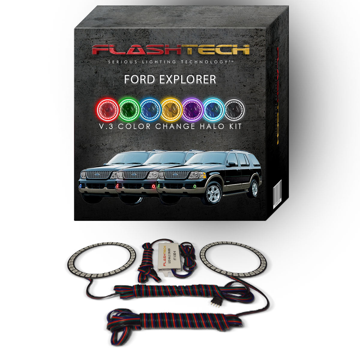 Ford-Explorer-2002, 2003, 2004, 2005-LED-Halo-Fog Lights-RGB-No Remote-FO-EX0205-V3F