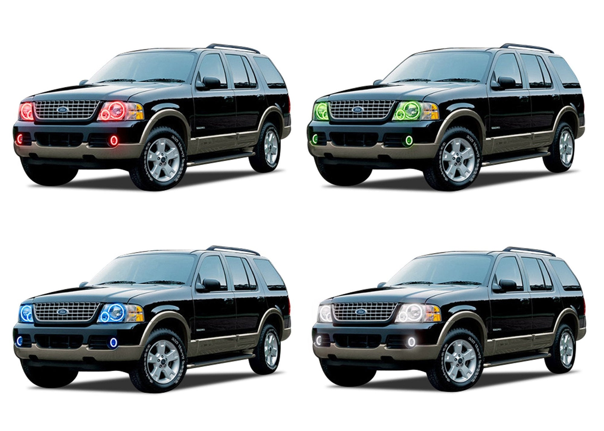 Ford-Explorer-2002, 2003, 2004, 2005-LED-Halo-Headlights and Fog Lights-RGB-No Remote-FO-EX0205-V3HF