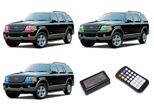 Ford-Explorer-2002, 2003, 2004, 2005-LED-Halo-Headlights and Fog Lights-RGB-Colorfuse RF Remote-FO-EX0205-V3HFCFRF