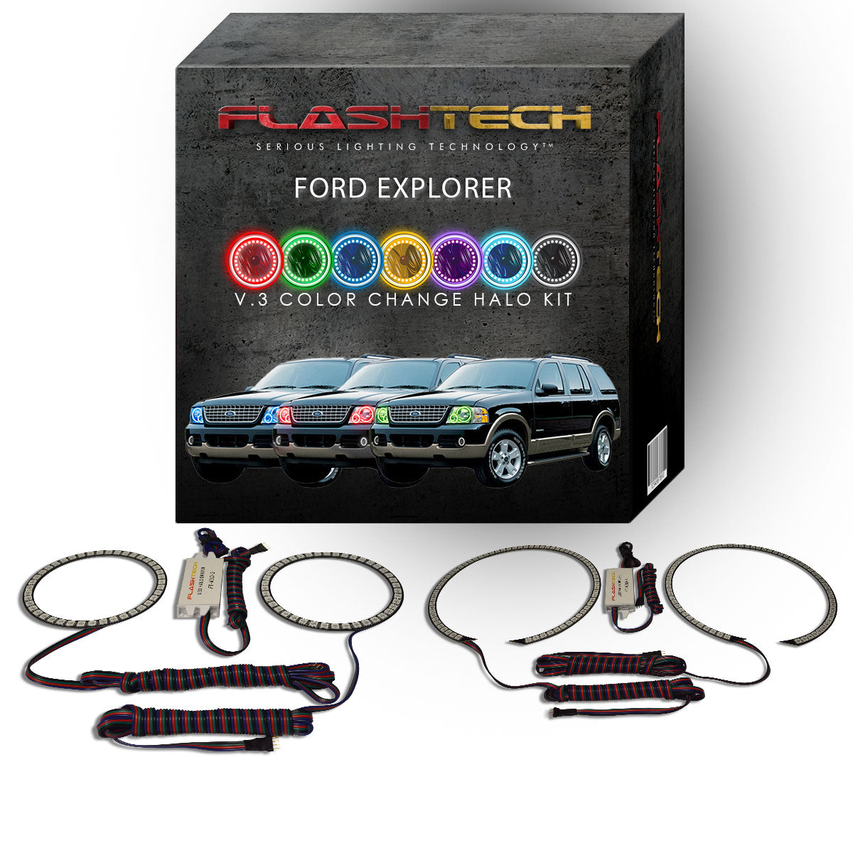 Ford-Explorer-2002, 2003, 2004, 2005-LED-Halo-Headlights-RGB-No Remote-FO-EX0205-V3H