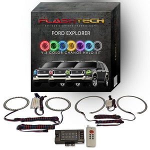 Ford-Explorer-2006, 2007, 2008, 2009, 2010-LED-Halo-Headlights-RGB-Bluetooth RF Remote-FO-EX0610-V3HBTRF