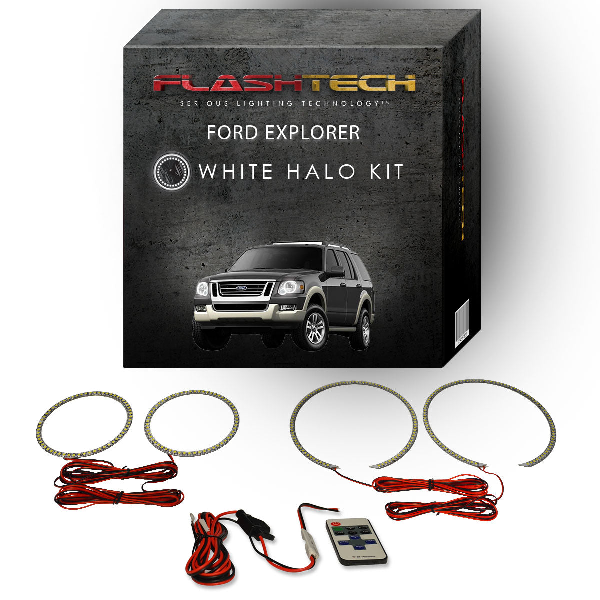 Ford-Explorer-2006, 2007, 2008, 2009, 2010-LED-Halo-Headlights-White-RF Remote White-FO-EX0610-WHRF
