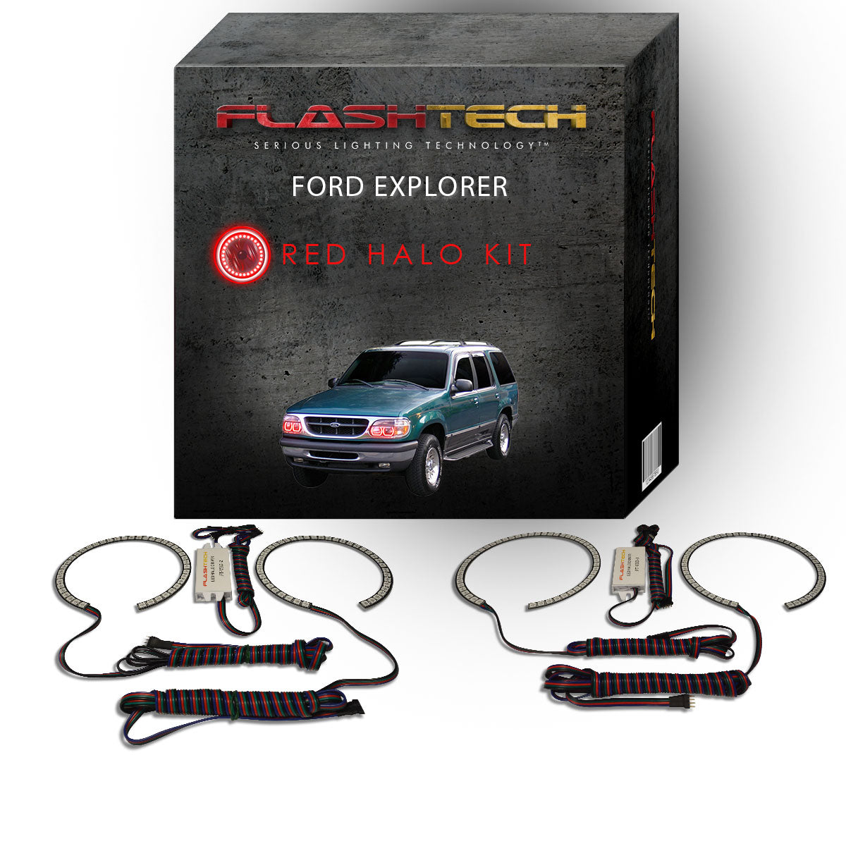 Ford-Explorer-1995, 1996, 1997, 1998, 1999, 2000, 2001-LED-Halo-Headlights-RGB-Bluetooth RF Remote-FO-EX9501-V3HBTRF