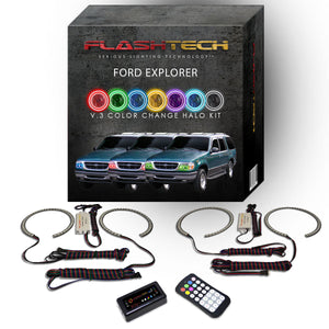 Ford-Explorer-1995, 1996, 1997, 1998, 1999, 2000, 2001-LED-Halo-Headlights-RGB-RF Remote-FO-EX9501-V3HRF