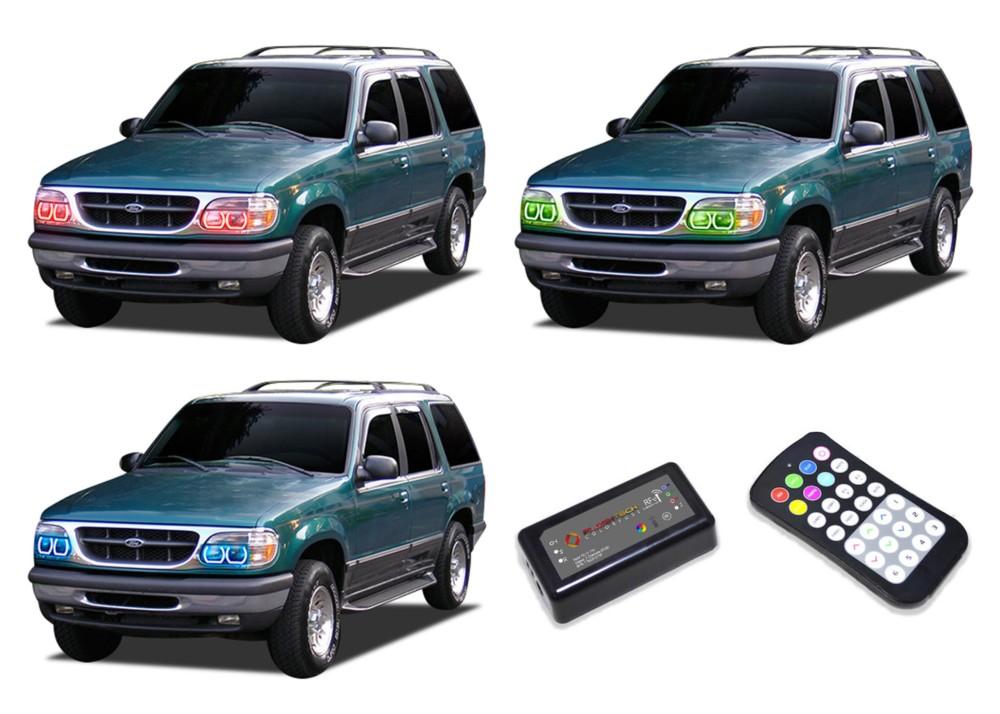 Ford-Explorer-1995, 1996, 1997, 1998, 1999, 2000, 2001-LED-Halo-Headlights-RGB-Colorfuse RF Remote-FO-EX9501-V3HCFRF