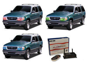 Ford-Explorer-1995, 1996, 1997, 1998, 1999, 2000, 2001-LED-Halo-Headlights-RGB-WiFi Remote-FO-EX9501-V3HWI