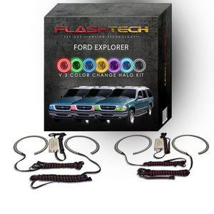 Ford-Explorer-1995, 1996, 1997, 1998, 1999, 2000, 2001-LED-Halo-Headlights-RGB-No Remote-FO-EX9501-V3H