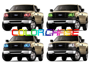 Ford-F-150-2004, 2005, 2006, 2007, 2008-LED-Halo-Headlights-ColorChase-No Remote-FO-F10408-CCH
