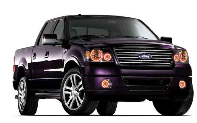 Ford-F-150-2004, 2005, 2006, 2007, 2008-LED-Halo-Headlights and Fog Lights-RGB-No Remote-FO-F10408-V3HF