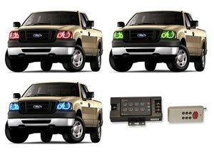 Ford-F-150-2004, 2005, 2006, 2007, 2008-LED-Halo-Headlights-RGB-RF Remote-FO-F10408-V3HRF