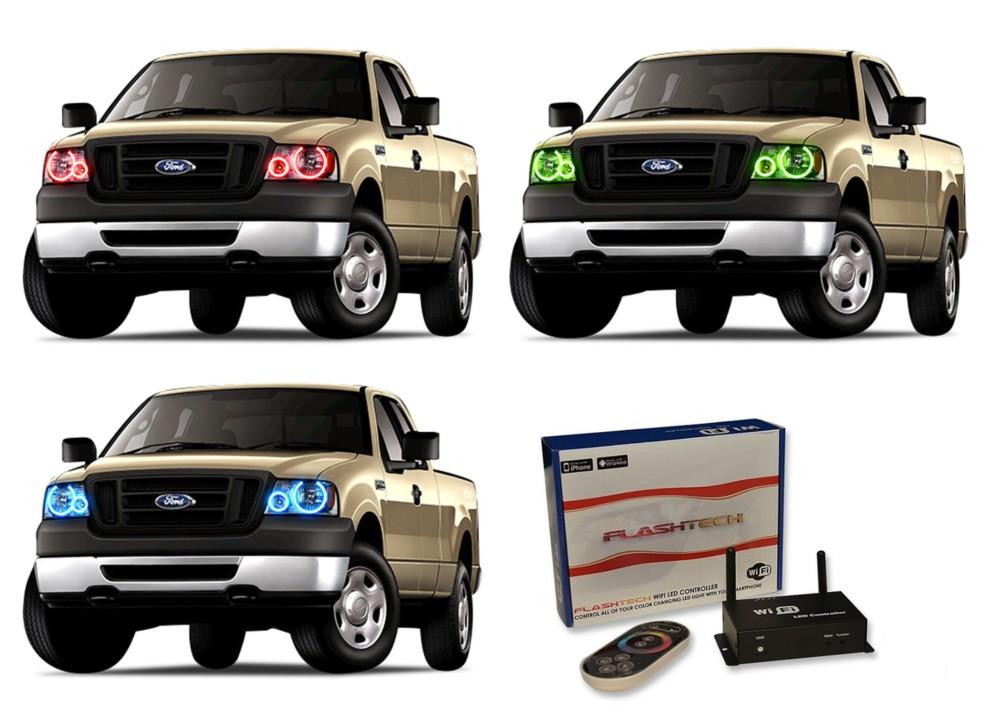 Ford-F-150-2004, 2005, 2006, 2007, 2008-LED-Halo-Headlights-RGB-WiFi Remote-FO-F10408-V3HWI