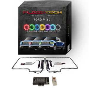 Ford-F-150-2009, 2010, 2011, 2012, 2013, 2014-LED-Halo-Headlights-RGB-Bluetooth RF Remote-FO-F10914-V3HBTRF