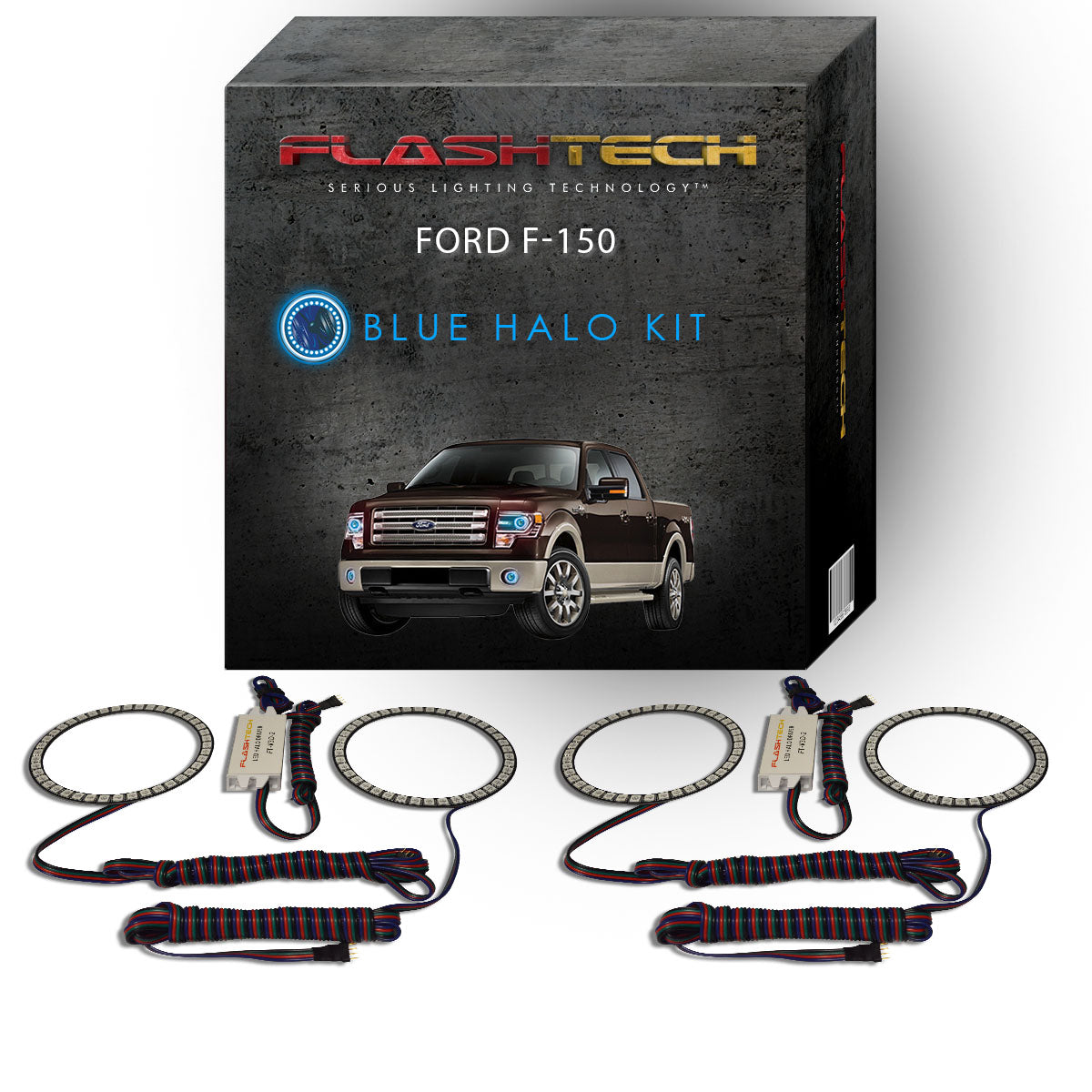 Ford-F-150-2013, 2014-LED-Halo-Headlights and Fog Lights-RGB-No Remote-FO-F11314P-V3HF