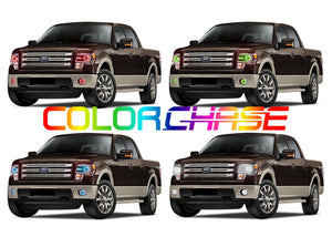 Ford-F-150-2013, 2014-LED-Halo-Headlights and Fog Lights-ColorChase-No Remote-FO-F11314P-CCHF