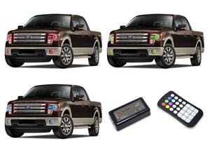 Ford-F-150-2013, 2014-LED-Halo-Headlights and Fog Lights-RGB-Colorfuse RF Remote-FO-F11314P-V3HFCFRF