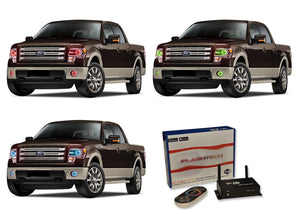Ford-F-150-2013, 2014-LED-Halo-Headlights and Fog Lights-RGB-WiFi Remote-FO-F11314P-V3HFWI