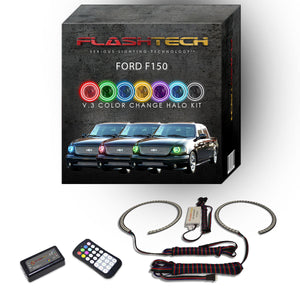 Ford-F150-1997, 1998, 1999, 2000, 2001, 2002, 2003-LED-Halo-Headlights-RGB-RF Remote-FO-F19703-V3HRF