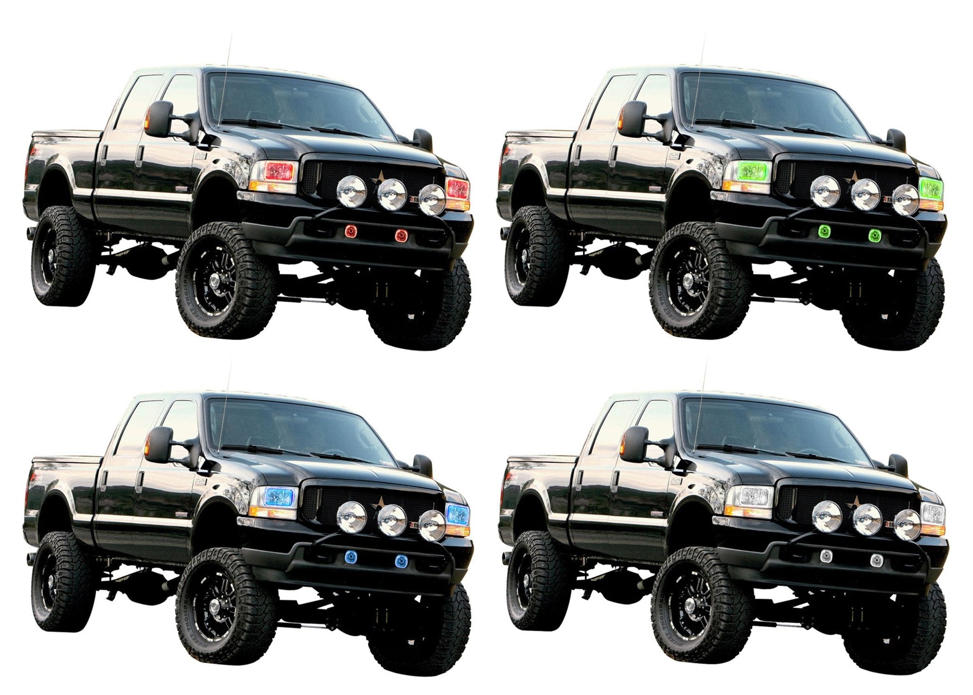 Ford-F-250 Super Duty-2001, 2002, 2003, 2004-LED-Halo-Headlights and Fog Lights-RGB-No Remote-FO-F20104-V3HF