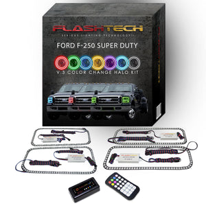 Ford-F-250 Super Duty-2005, 2006, 2007-LED-Halo-Headlights-RGB-Bluetooth RF Remote-FO-F20507-V3HBTRF