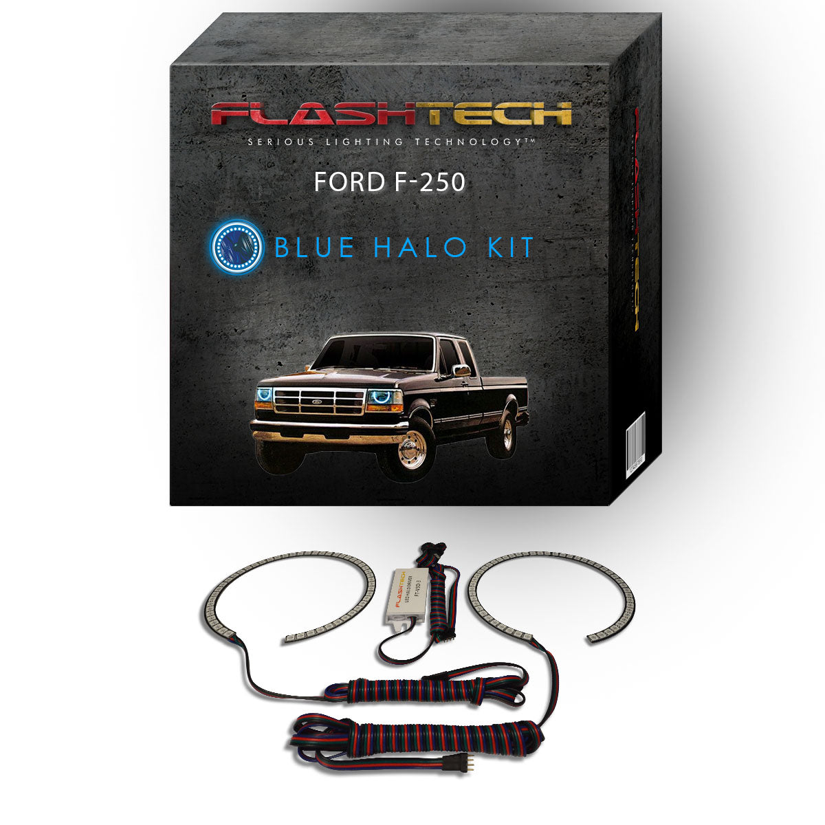 Ford-F-250-1992, 1993, 1994, 1995, 1996, 1997-LED-Halo-Headlights-RGB-Bluetooth RF Remote-FO-F29297-V3HBTRF
