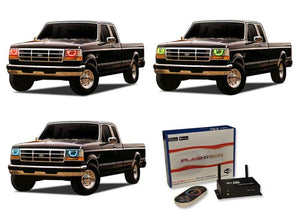 Ford-F-250-1992, 1993, 1994, 1995, 1996, 1997-LED-Halo-Headlights-RGB-WiFi Remote-FO-F29297-V3HWI