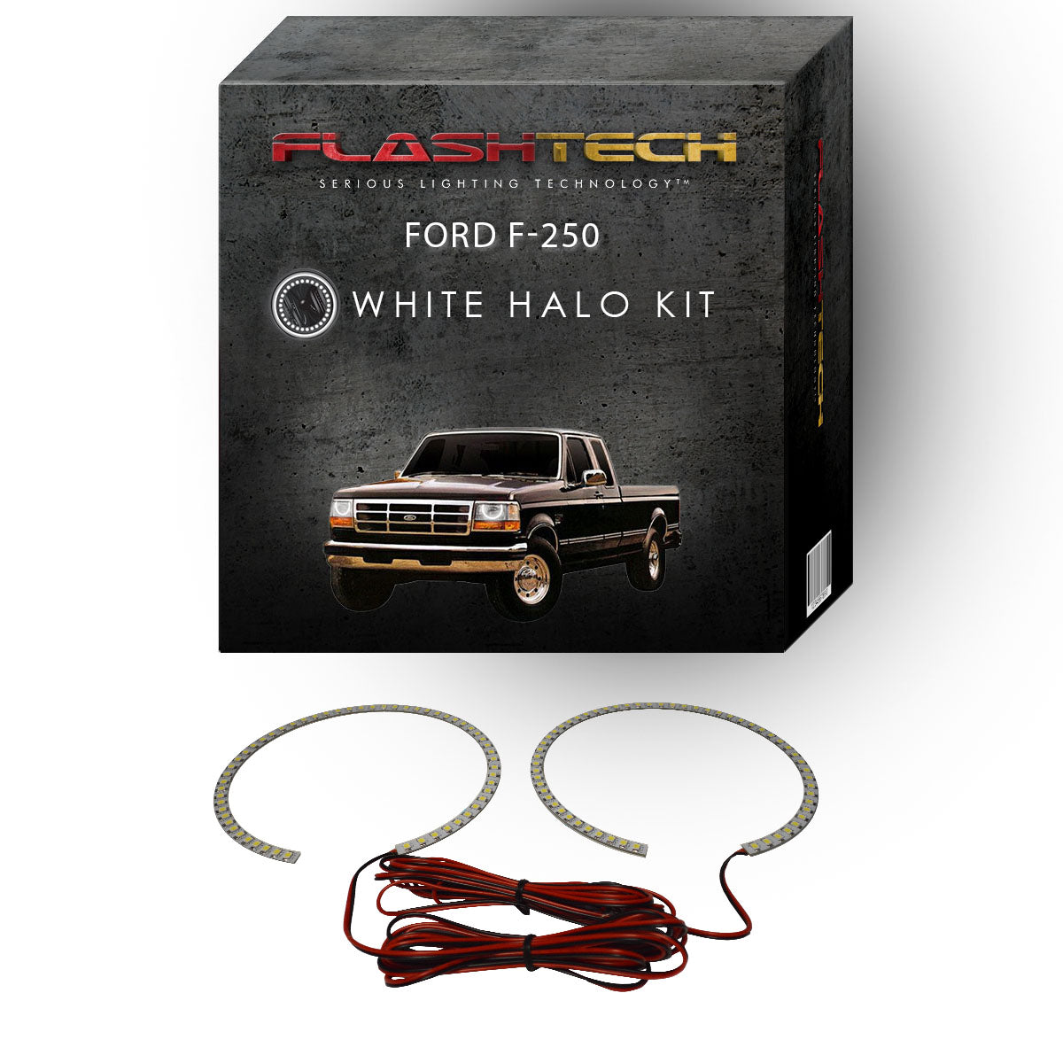 Ford-F-250-1992, 1993, 1994, 1995, 1996, 1997-LED-Halo-Headlights-White-RF Remote White-FO-F29297-WHRF