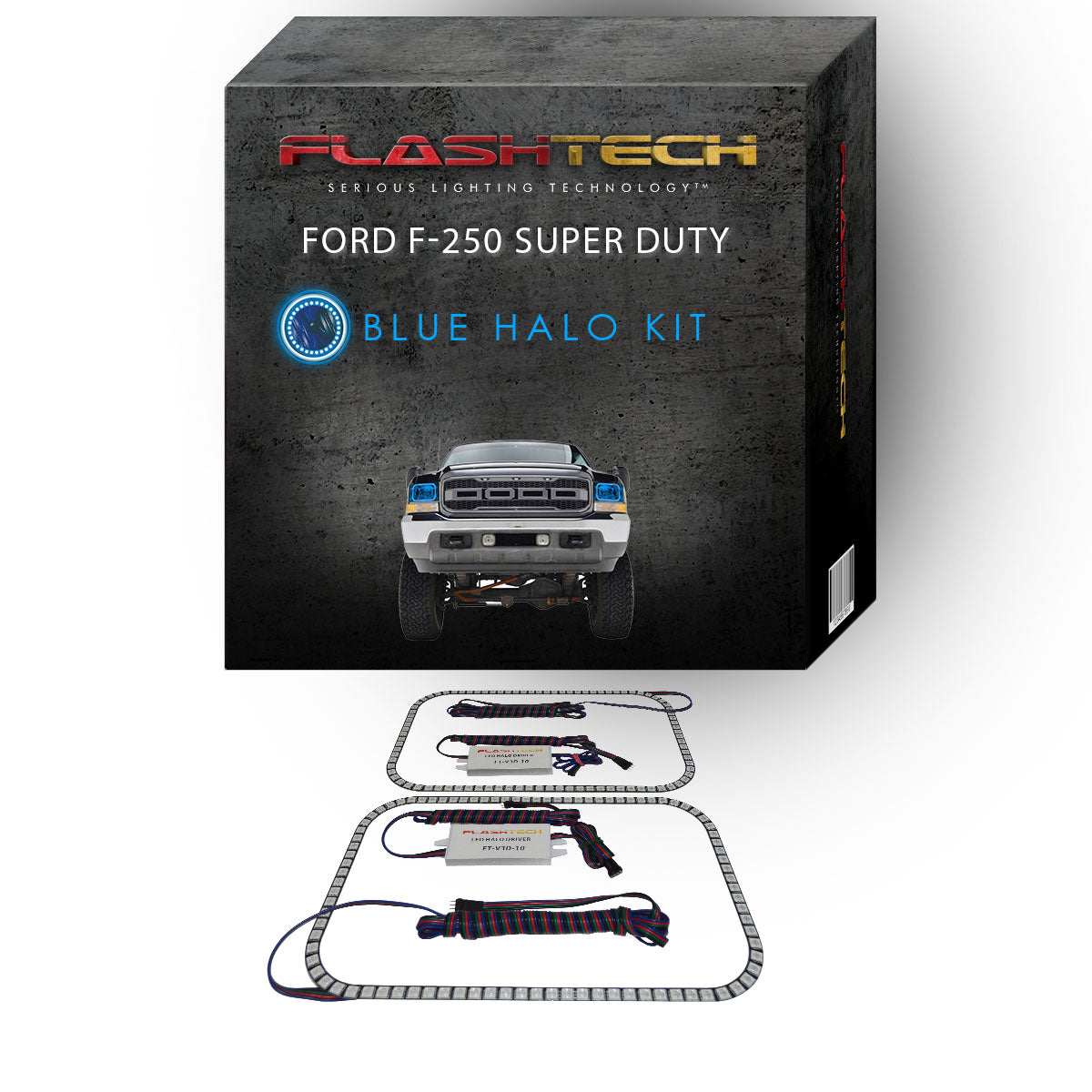 Ford-F-250 Super Duty-1999, 2000, 2001, 2003, 2004-LED-Halo-Headlights-RGB-Bluetooth RF Remote-FO-F29904-V3HBTRF