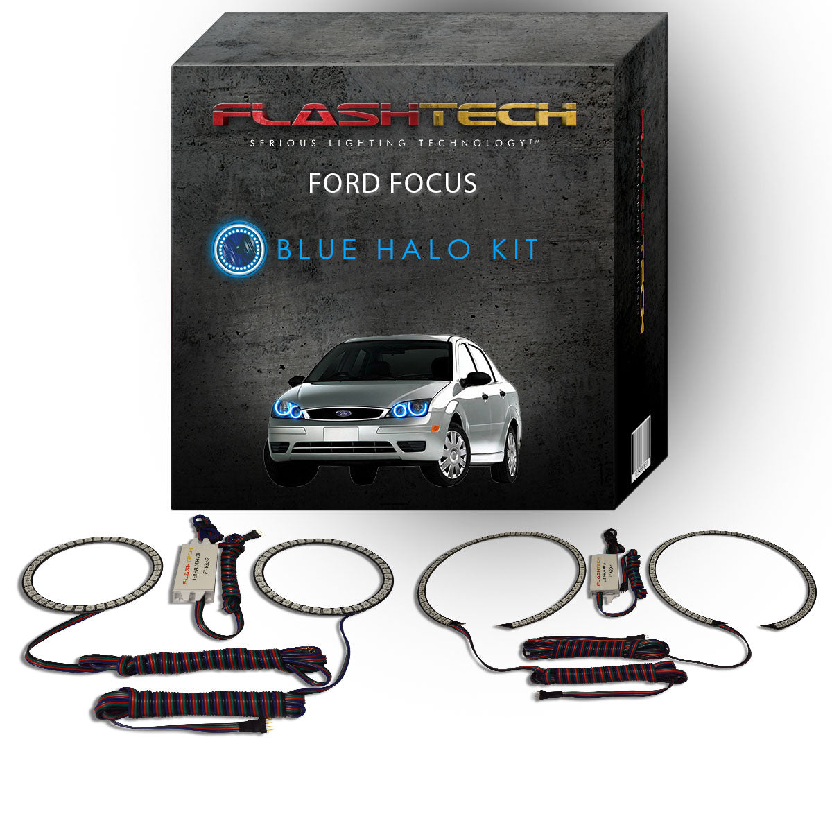 Ford-Focus-2005, 2006, 2007-LED-Halo-Headlights-RGB-No Remote-FO-FC0507-V3H
