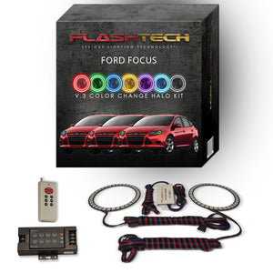 Ford-Focus-2012, 2013, 2014, 2015-LED-Halo-Headlights-RGB-IR Remote-FO-FC1215-V3HIR