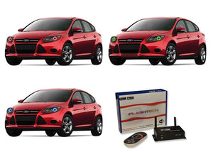 Ford-Focus-2012, 2013, 2014, 2015-LED-Halo-Headlights-RGB-WiFi Remote-FO-FC1215-V3HWI