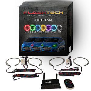 Ford-Fiesta-2011, 2012, 2013-LED-Halo-Headlights-RGB-IR Remote-FO-FI1113-V3HIR
