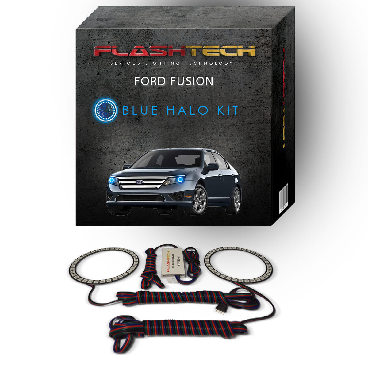 Ford-Fusion-2010, 2011, 2012-LED-Halo-Headlights-RGB-No Remote-FO-FU1012-V3H