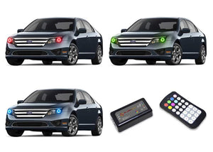 Ford-Fusion-2010, 2011, 2012-LED-Halo-Headlights-RGB-Colorfuse RF Remote-FO-FU1012-V3HCFRF