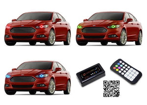 Ford-Fusion-2013, 2014, 2015, 2016-LED-Halo-Headlights-RGB-Bluetooth RF Remote-FO-FU1316-V3HBTRF
