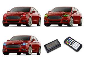 Ford-Fusion-2013, 2014, 2015, 2016-LED-Halo-Headlights-RGB-Colorfuse RF Remote-FO-FU1316-V3HCFRF