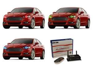 Ford-Fusion-2013, 2014, 2015, 2016-LED-Halo-Headlights-RGB-WiFi Remote-FO-FU1316-V3HWI