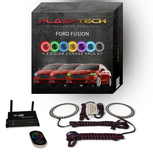Ford-Fusion-2013, 2014, 2015, 2016-LED-Halo-Headlights-RGB-IR Remote-FO-FU1316-V3HIR