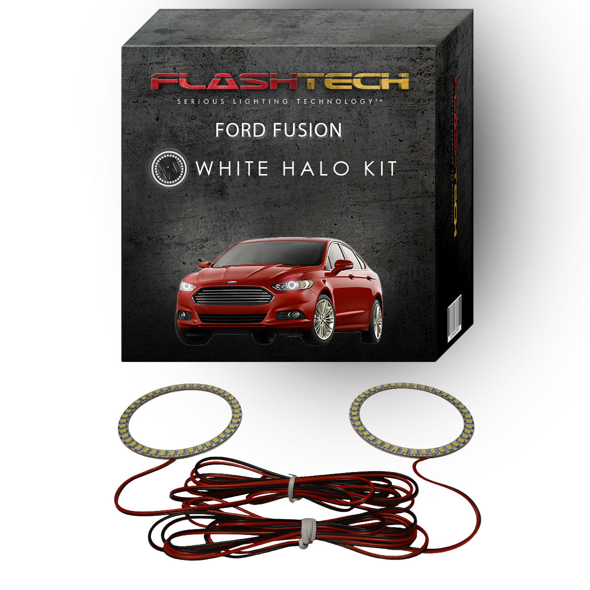Ford-Fusion-2013, 2014, 2015, 2016-LED-Halo-Headlights-White-RF Remote White-FO-FU1316-WHRF