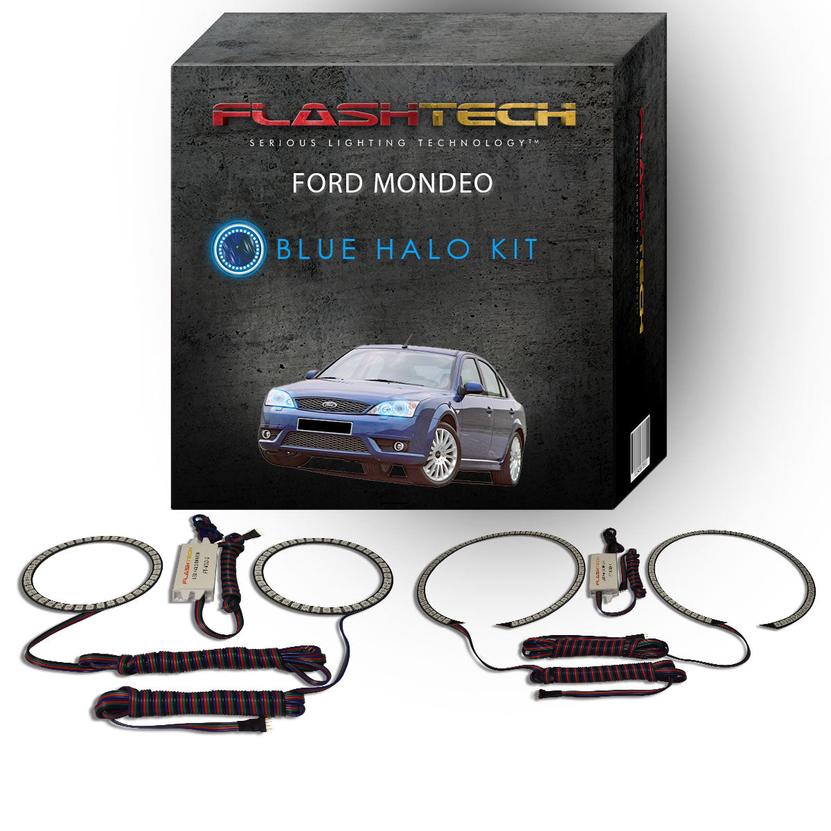 Ford-Mondeo-2000, 2001, 2003, 2004, 2005, 2006, 2007-LED-Halo-Headlights-RGB-No Remote-FO-MO0007-V3H