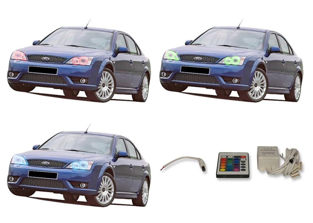 Ford-Mondeo-2000, 2001, 2003, 2004, 2005, 2006, 2007-LED-Halo-Headlights-RGB-IR Remote-FO-MO0007-V3HIR