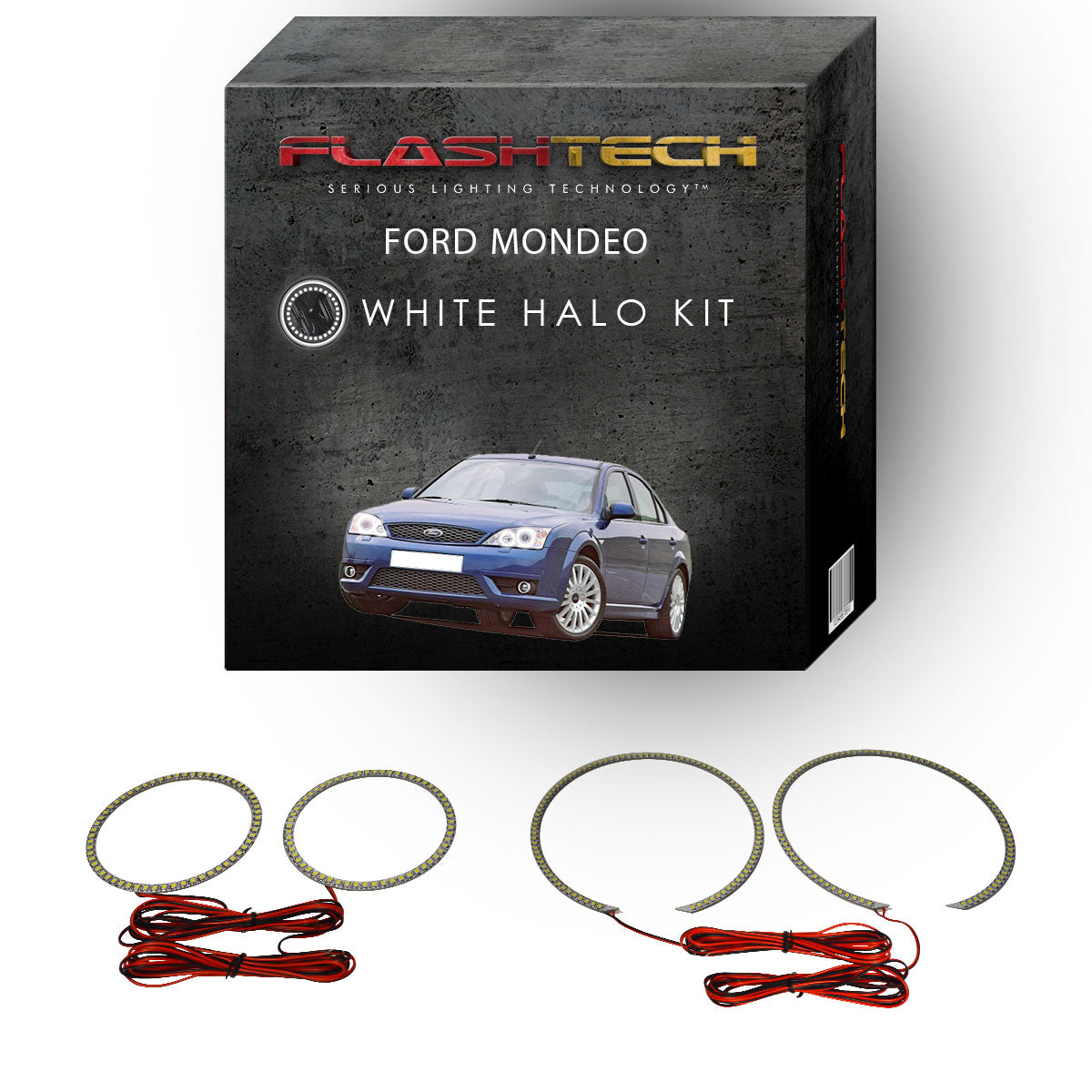 Ford-Mondeo-2000, 2001, 2003, 2004, 2005, 2006, 2007-LED-Halo-Headlights-White-RF Remote White-FO-MO0007-WHRF
