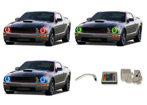 Ford-Mustang-2005, 2006, 2007, 2008, 2009-LED-Halo-Headlights-RGB-IR Remote-FO-MU0509-V3HIR