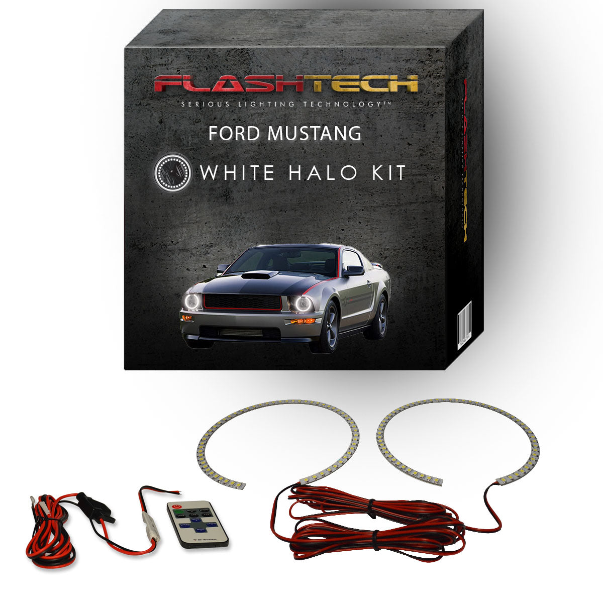 Ford-Mustang-2005, 2006, 2007, 2008, 2009-LED-Halo-Headlights-White-RF Remote White-FO-MU0509-WHRF