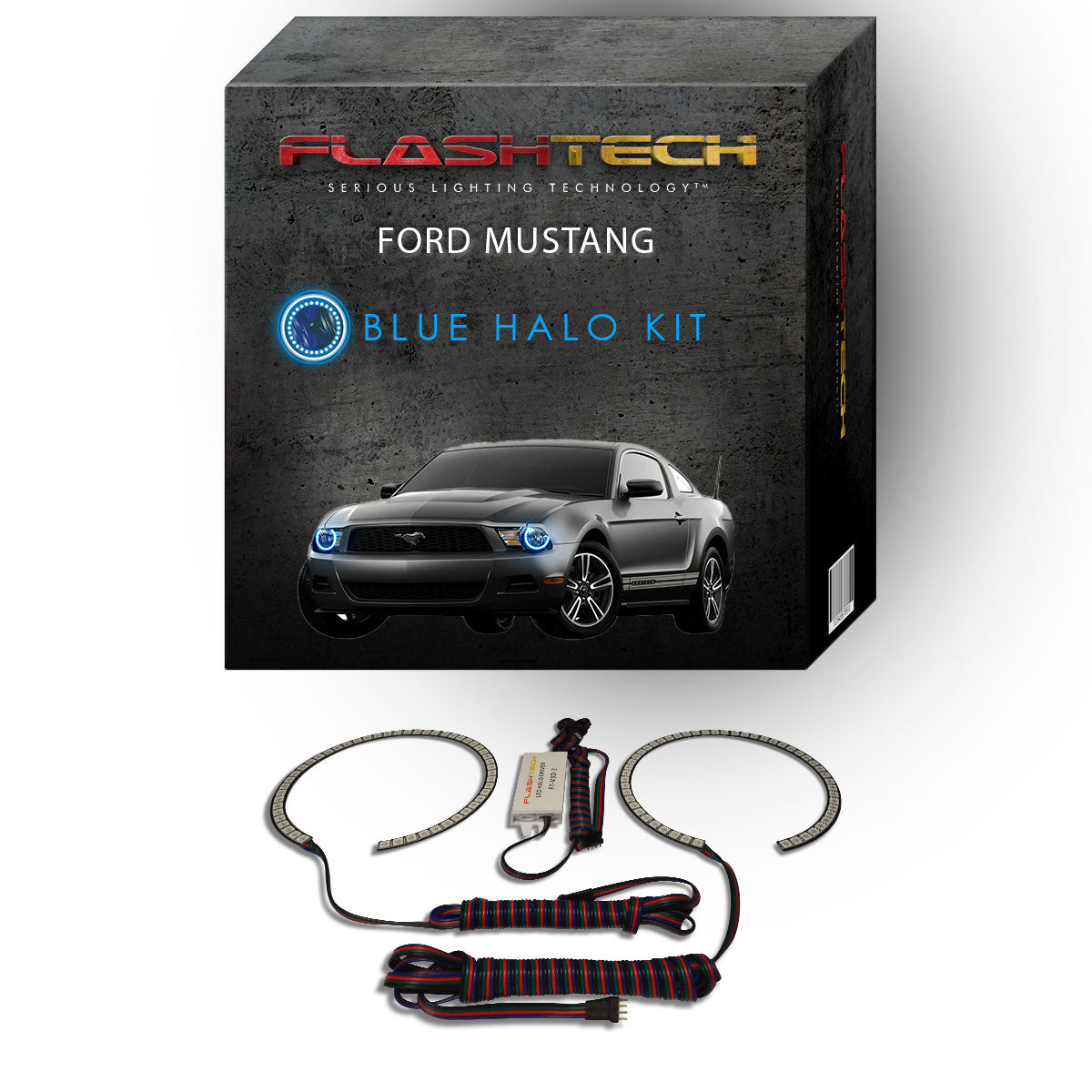 Ford-Mustang-2010, 2011, 2012, 2013-LED-Halo-Headlights-RGB-No Remote-FO-MU1014-V3H