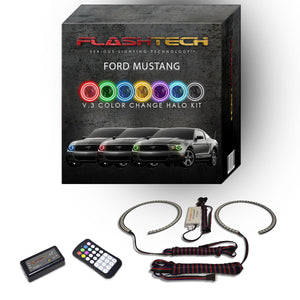 Ford-Mustang-2010, 2011, 2012, 2013-LED-Halo-Headlights-RGB-Bluetooth RF Remote-FO-MU1014-V3HBTRF