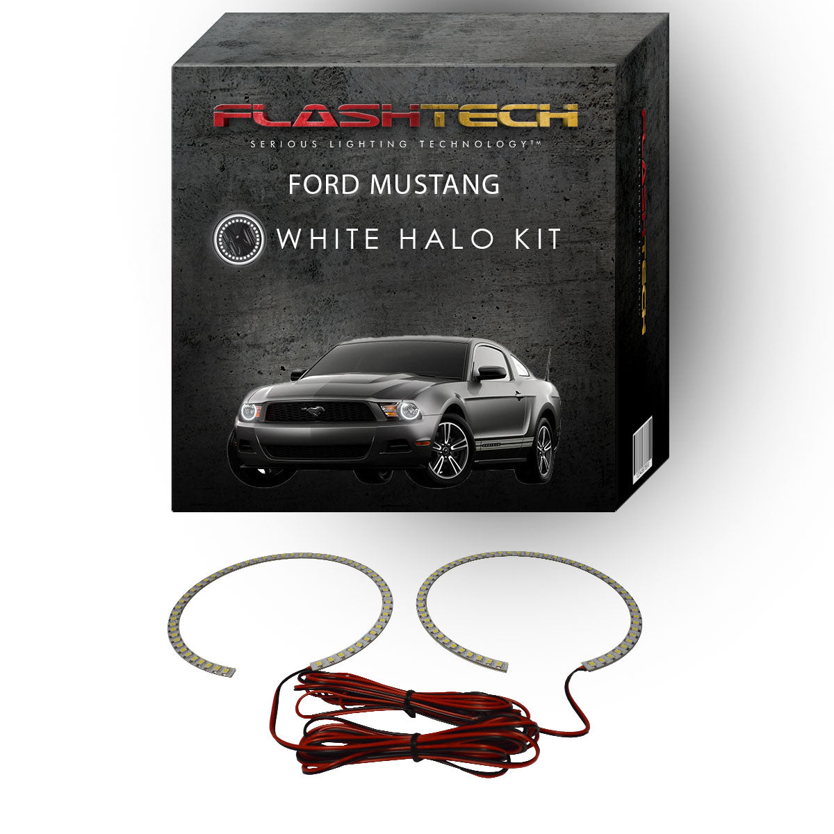 Ford-Mustang-2010, 2011, 2012, 2013-LED-Halo-Headlights-White-RF Remote White-FO-MU1014-WHRF